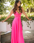 Vestido Paula Satinado Fucsia