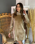 Vestido Vari Velvet Dorado