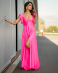 Vestido Dora Satinado Fucsia