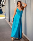 Vestido Paula Satinado Turquesa