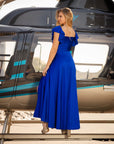 Vestido Dora Satinado Azul Rey