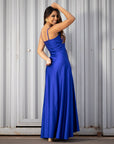 Vestido Paula Satinado Azul Rey