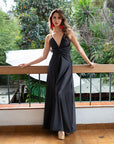 Vestido Paula Negro Satinado