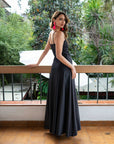 Vestido Paula Negro Satinado