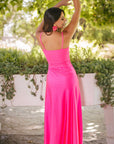 Vestido Paula Satinado Fucsia