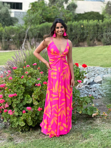 Vestido Paula Tropical Fucsia