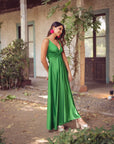 Vestido Paula Satinado Verde
