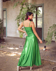 Vestido Paula Satinado Verde