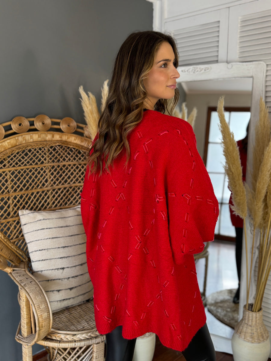 Cardigan Punto Rojo