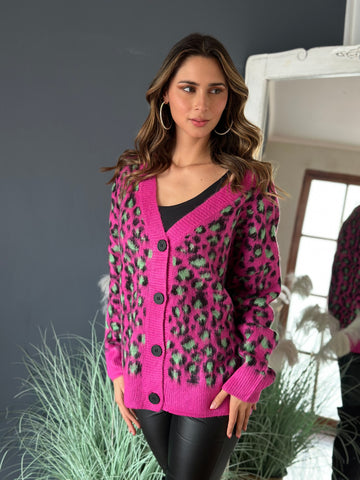 Cardigan Party Print Pink