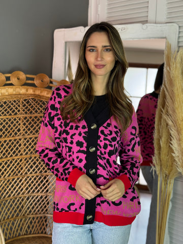 Cardigan Pink & Print