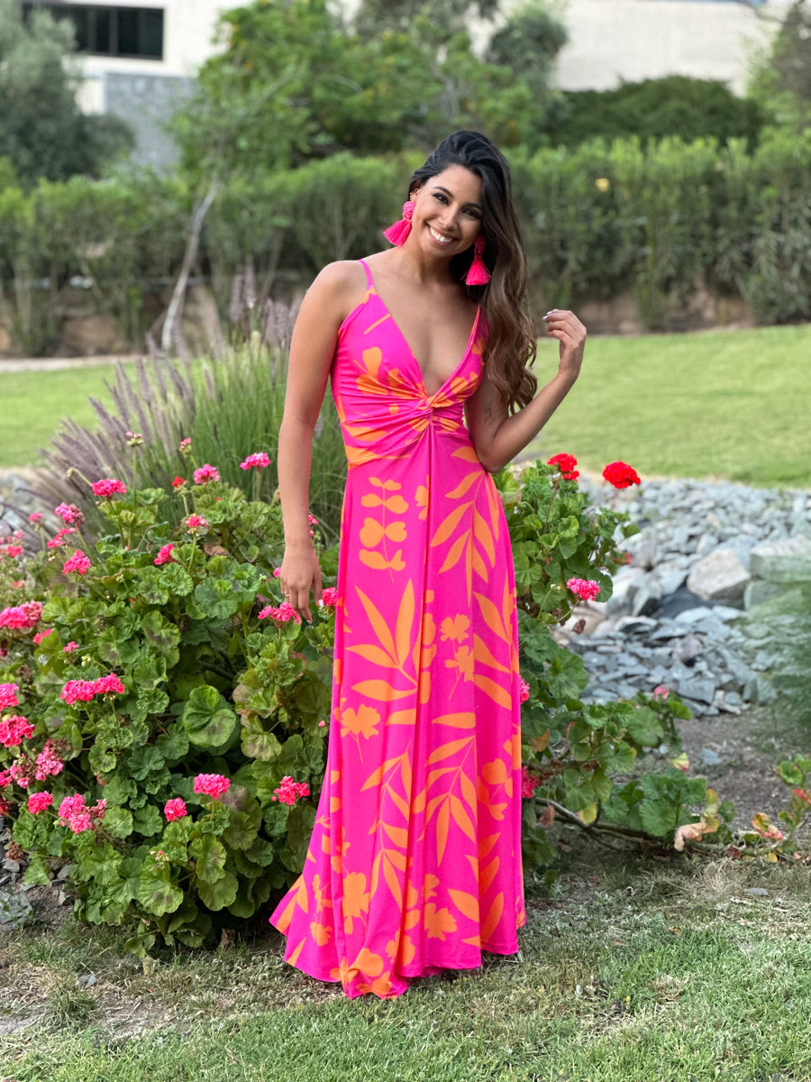 Vestido Paula Tropical Fucsia
