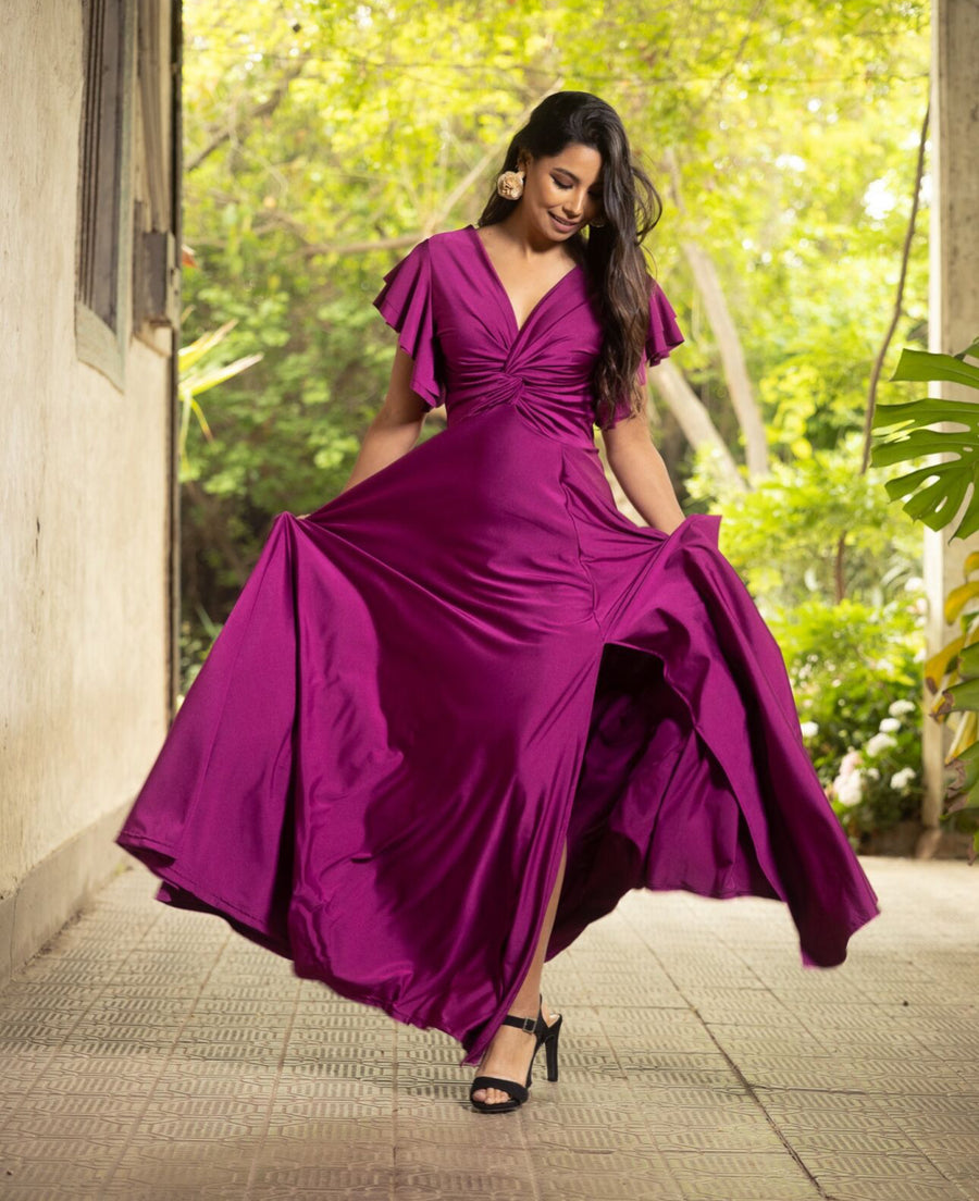 Vestido María José Magenta Oscuro
