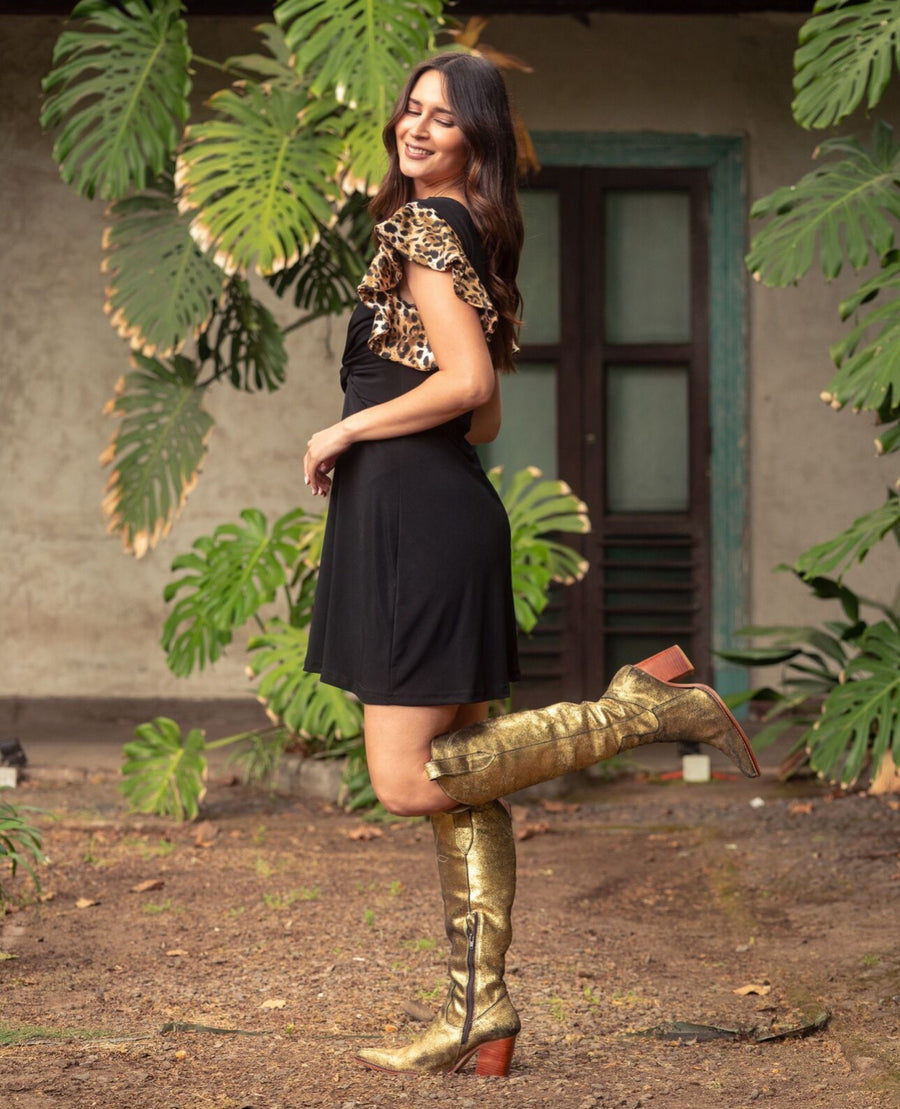 Vestido Mini Poly Negro Print