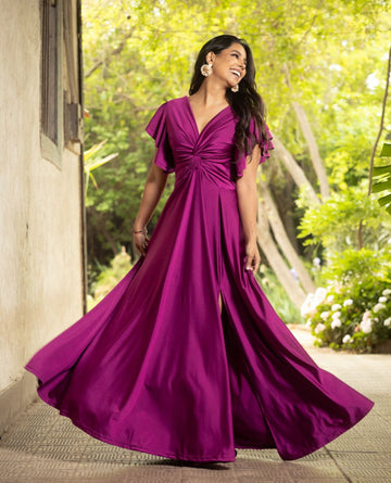 Vestido María José Magenta Oscuro