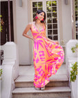 Vestido Paula Tropical Naranja