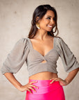 Top Josefa Bodre Beige y Plateado