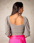Top Josefa Bodre Beige y Plateado