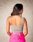 Top Paola Bodre Beige y Plateado