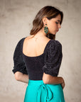 Top Josefa Bodre Negro y Plateado