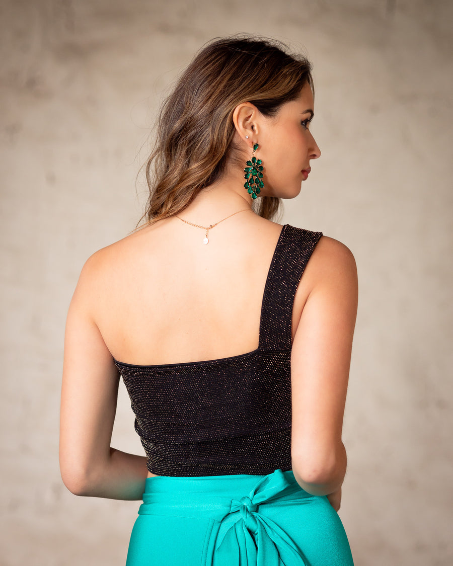 Top Paola Bodre Negro y Dorado