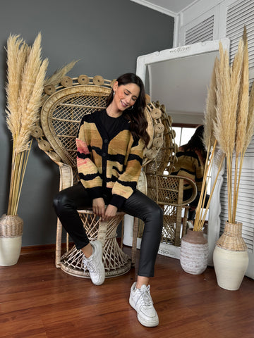 Sweater Rainbow Print  Camel