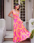 Vestido Paula Tropical Naranja