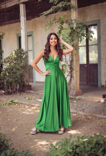 Vestido Paula Satinado Verde